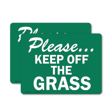 Signmission Please.Keep Off The Grass Trespassing Property OSHA Sign, Vinyl Decal, 7in W x 5in L, 2PK OS-2PACK-CL-D-57-L-20002